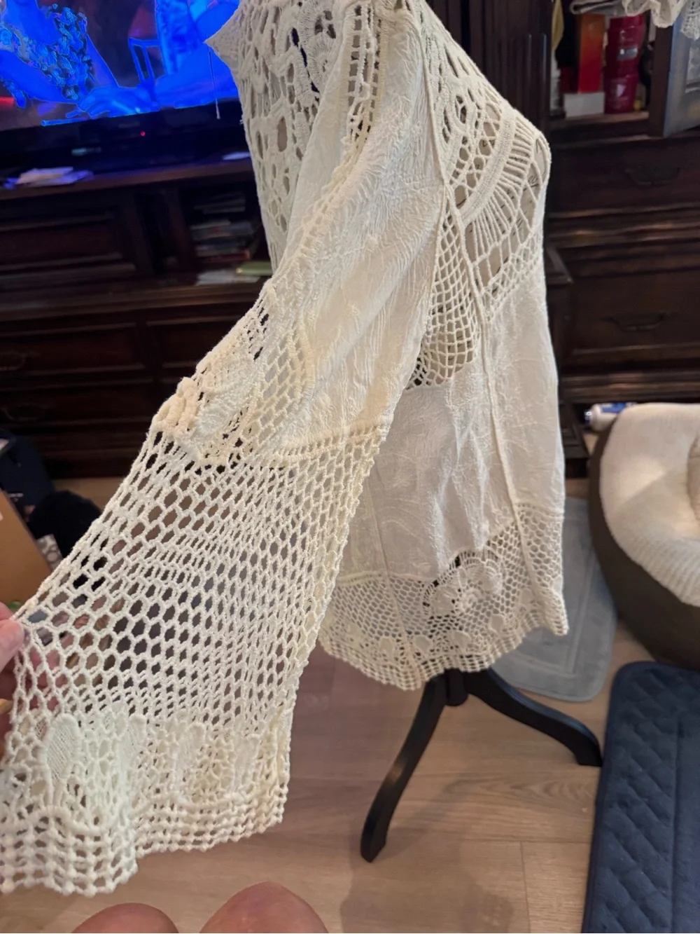 Arianna l/xl nwt Crochet Lace Boho Tunic Top - Cream
